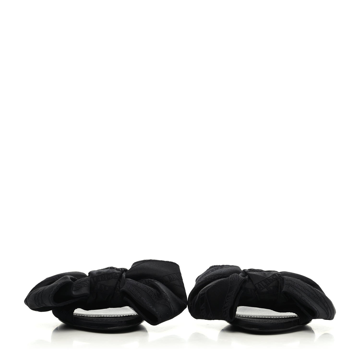 Balenciaga Silk BB Printed Square Knife Bow Flat Mules 37 Black 2 of 4