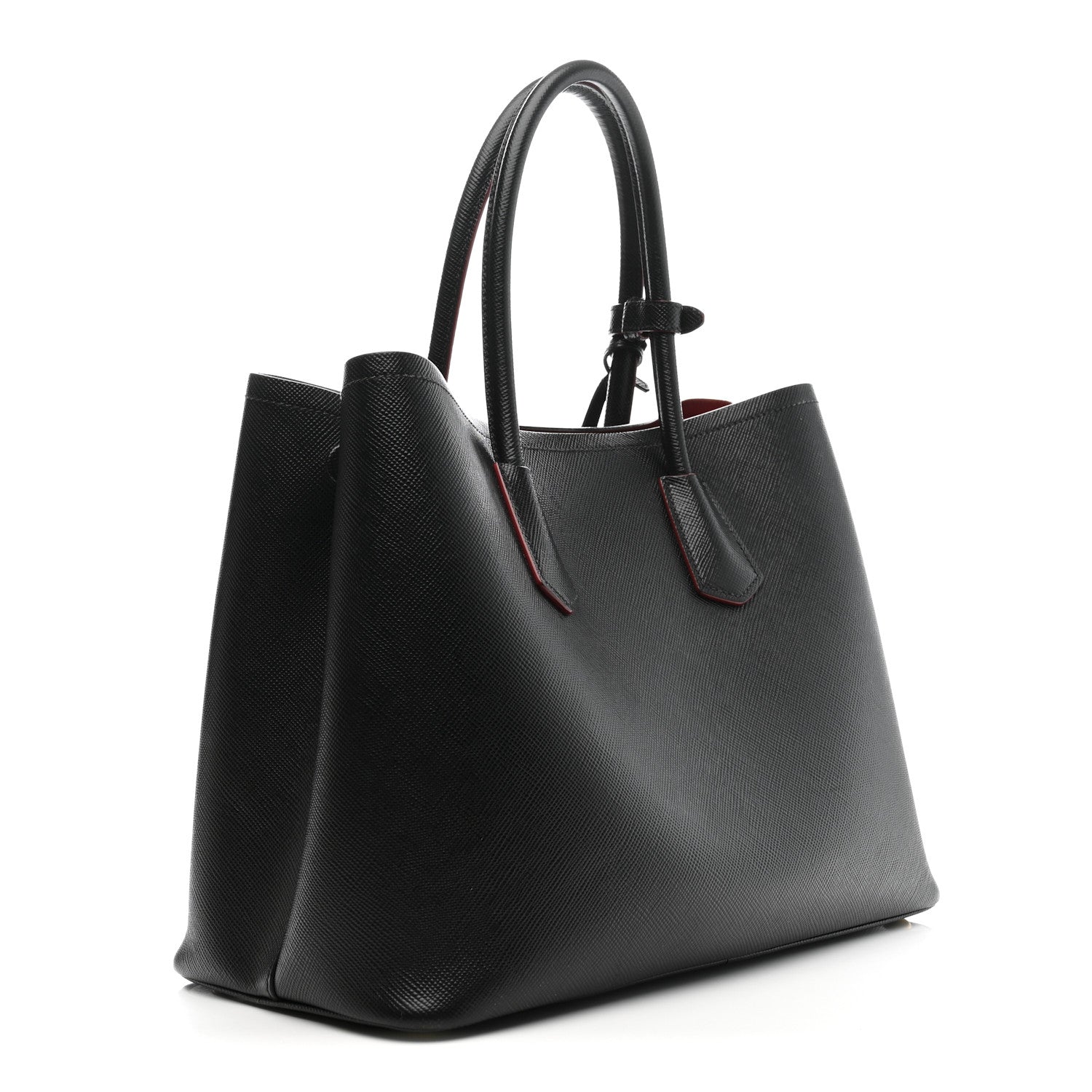 Prada Saffiano Cuir Medium Double Bag Black Fuoco 3 of 13