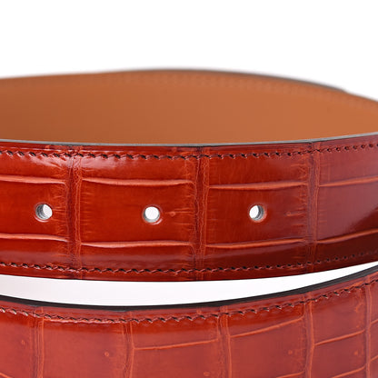 Hermes Shiny Porosus Crocodile 32mm Belt Strap 80 Geranium 5 of 7