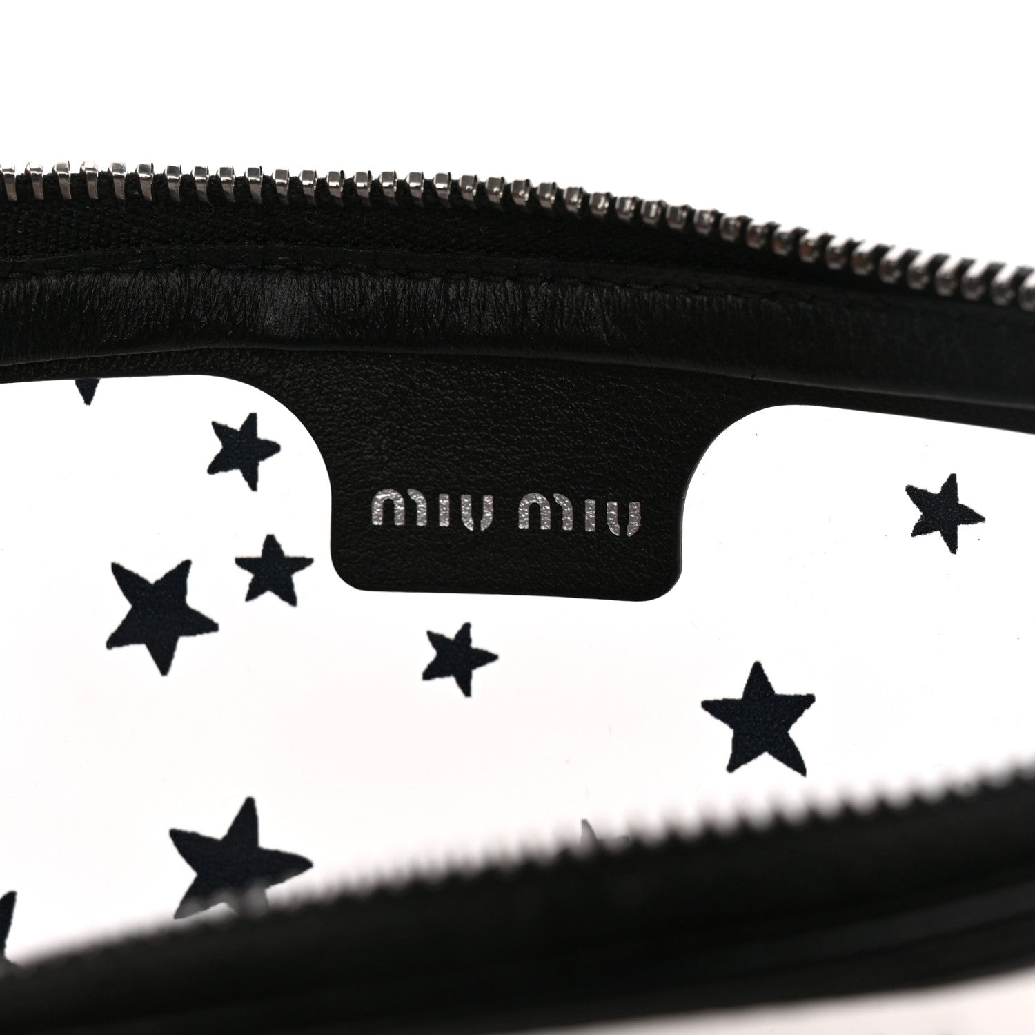Miu Miu Plexiglass Star Print Wristlet Pouch Black 7 of 8
