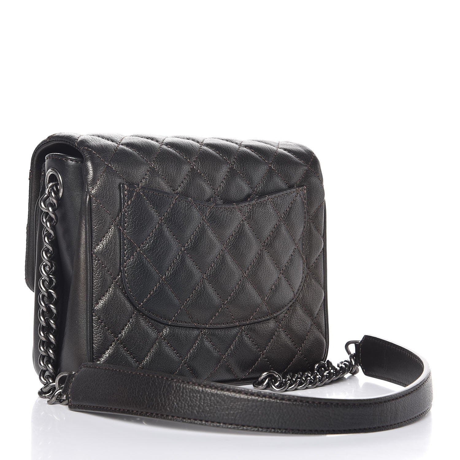 Chanel Metallic Goatskin Quilted Small Rock In Rome Flap Charcoal 3 of 7
