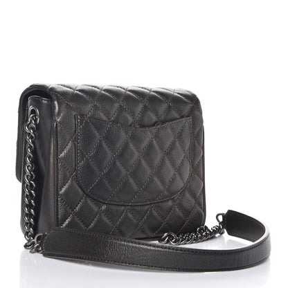 Chanel Metallic Goatskin Quilted Small Rock In Rome Flap Charcoal 3 of 7