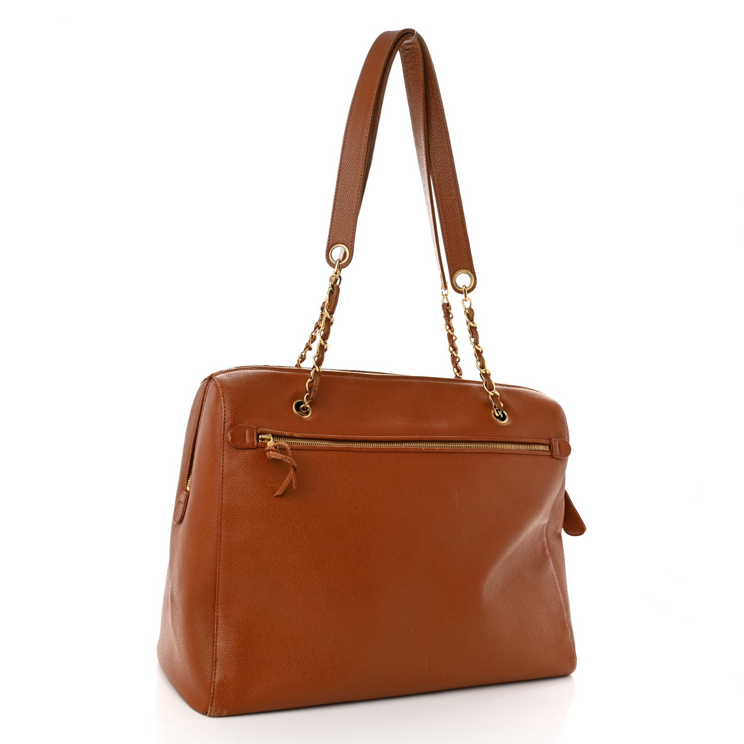 Chanel Caviar Large CC Shoulder Bag Light Brown 3 of 12