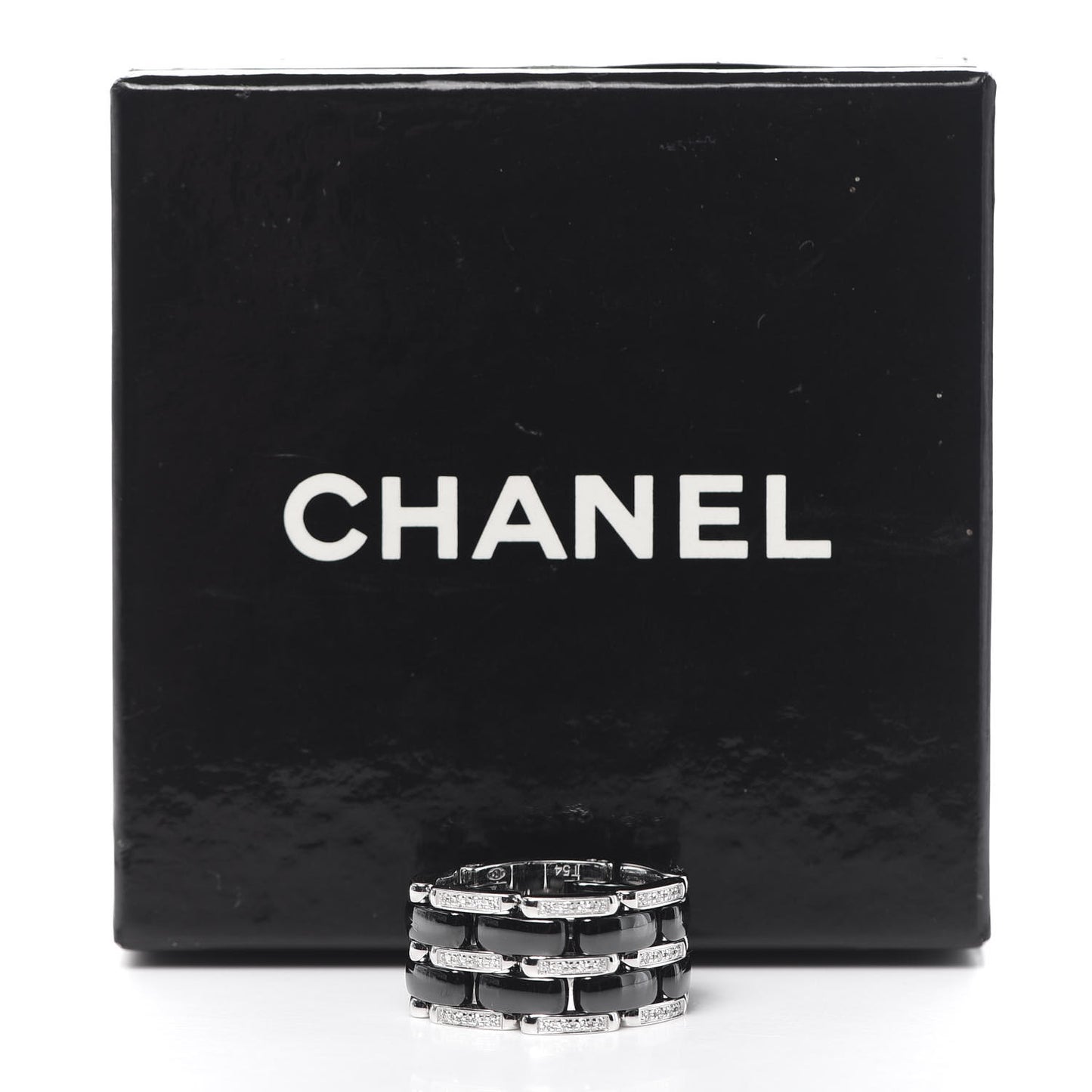 18K White Gold Ceramic Diamond Large Ultra Ring Black 54 6.75