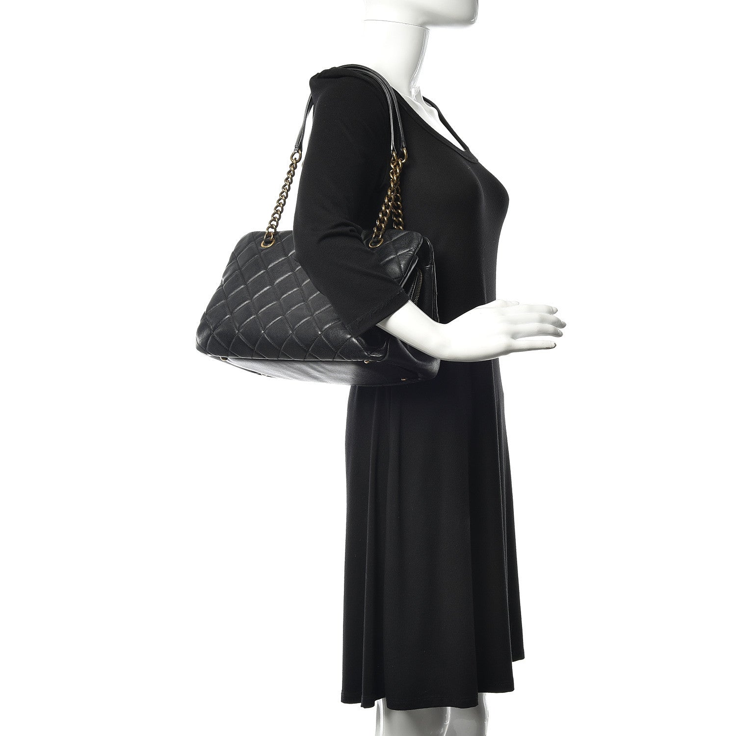 Chanel Calfskin Quilted Small CC Crown Tote Black 2 of 10