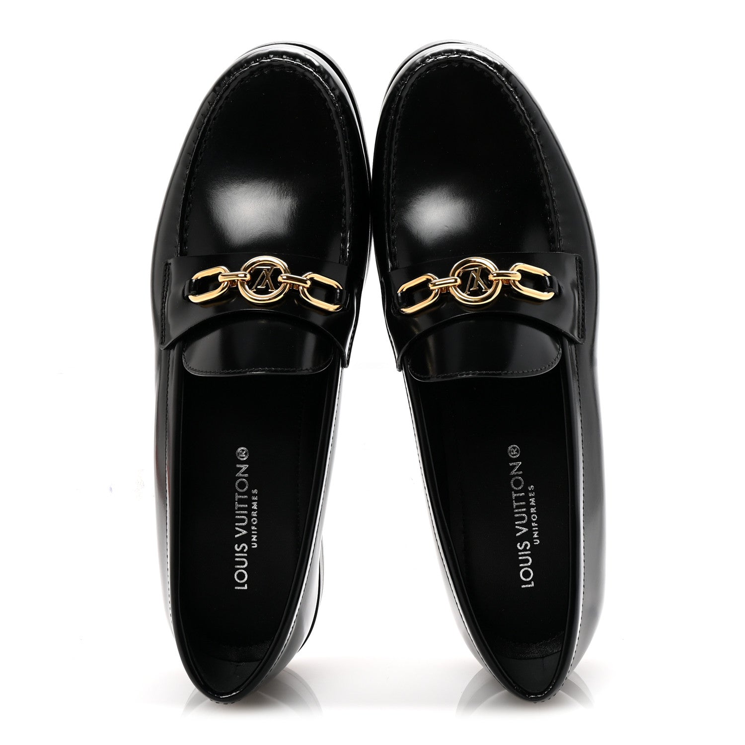 Louis Vuitton Glazed Calfskin Chess Flat Loafer 39.5 Black 2 of 9