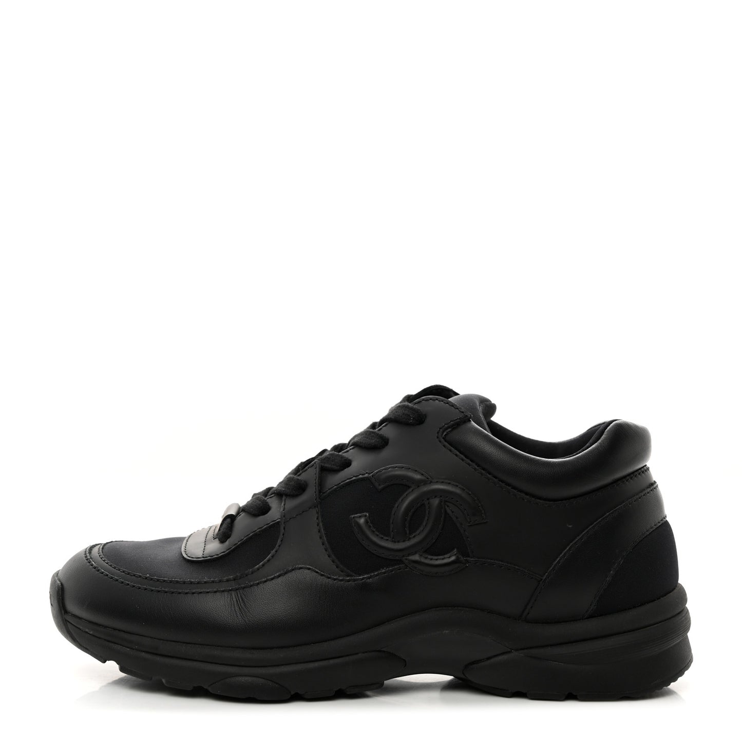 Lambskin Fabric CC Sneakers 36.5 Black