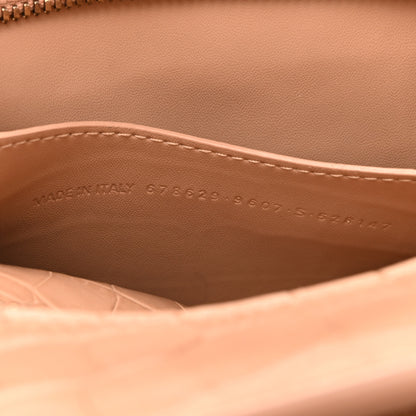 Balenciaga Extra Supple Calfskin Crocodile Embossed Neo Classic Gold Hardware S City  Nude Beige 7 of 14