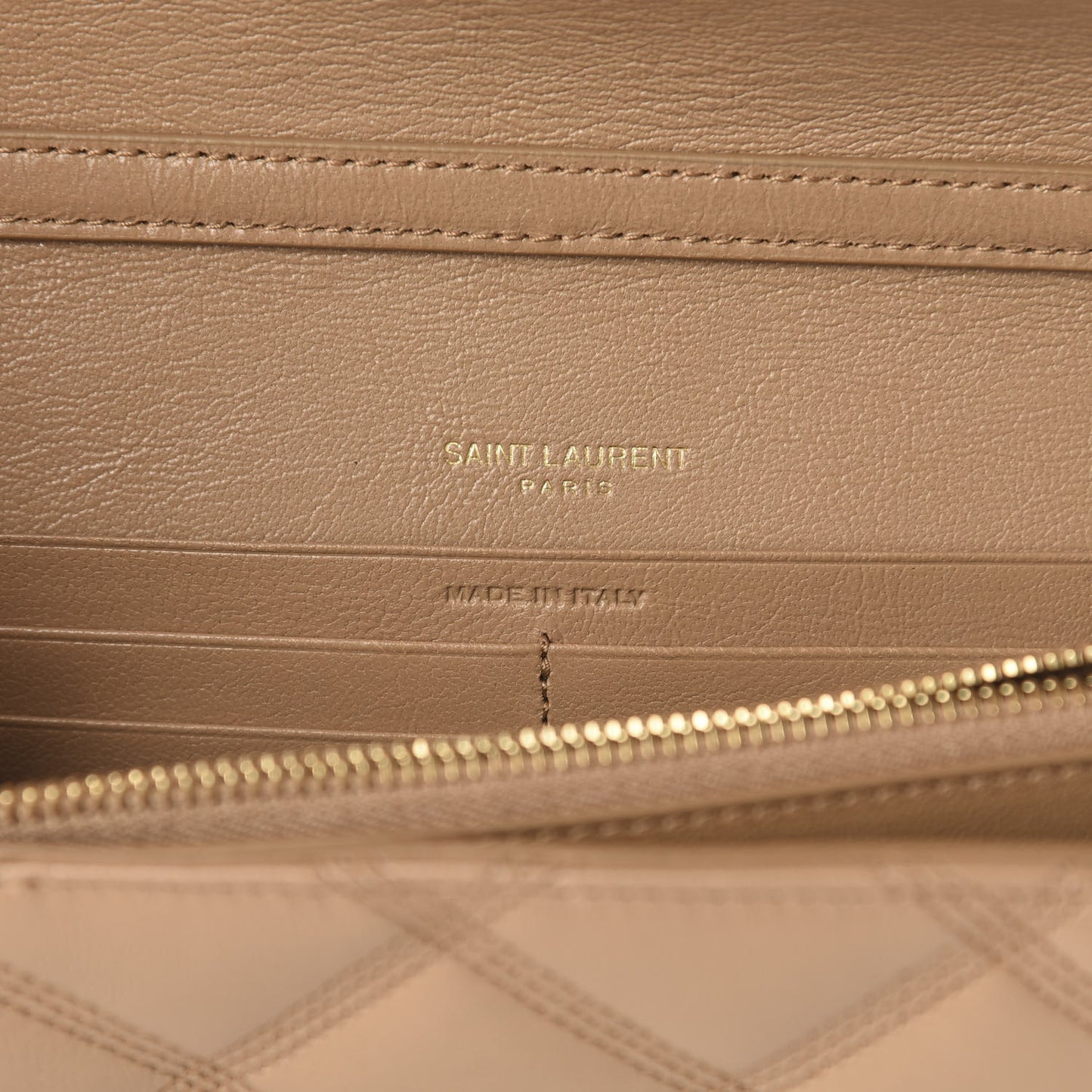 Lambskin Diamond Quilted Becky Chain Wallet Gold Sand