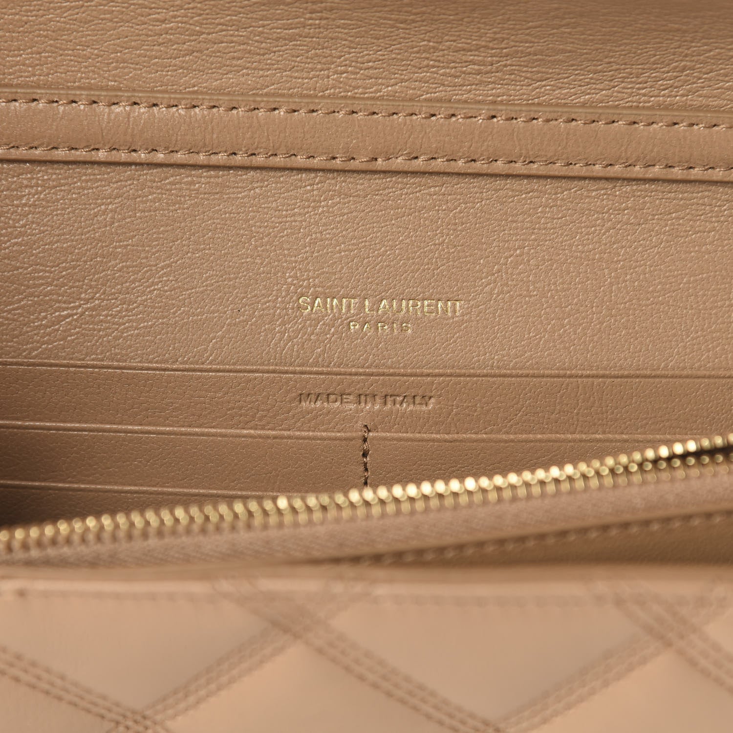 Saint Laurent Lambskin Diamond Quilted Becky Chain Wallet Gold Sand 6 of 10