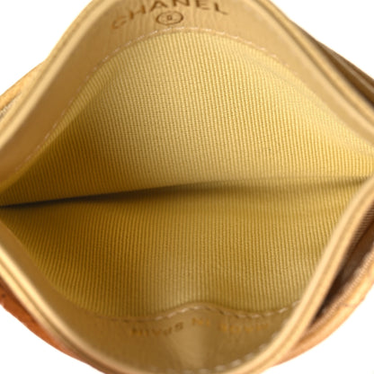 Chanel Caviar Quilted Studded CC Card Holder Yellow 5 of 9