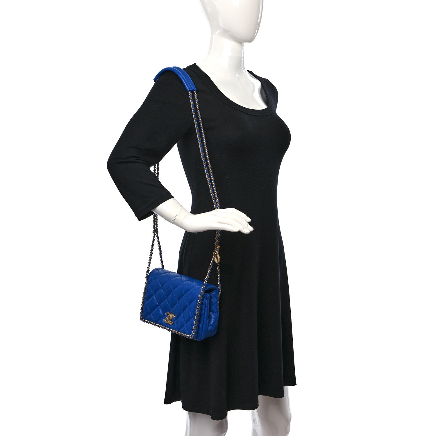 Chanel Caviar Quilted Mini Never Ending Chain Flap Blue 2 of 8