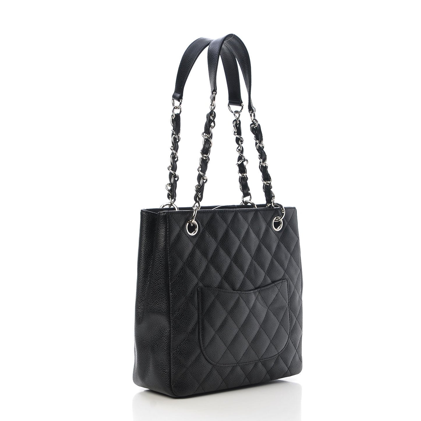 Caviar Quilted Petit Shopping Tote PST Black