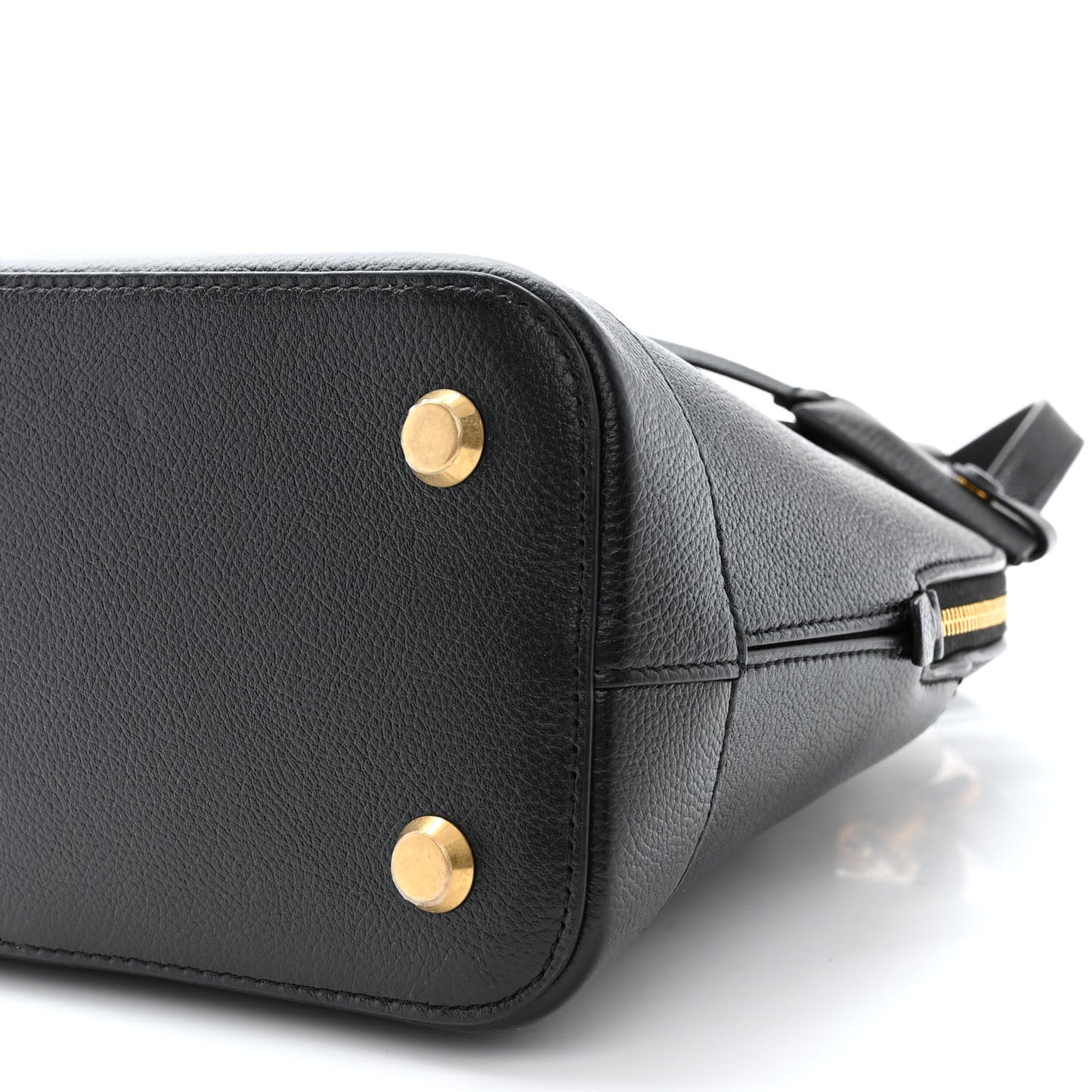 Grained Calfskin Logo S Ville Top Handle Bag Black White
