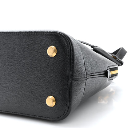 Balenciaga Grained Calfskin Logo S Ville Top Handle Bag Black White 10 of 11