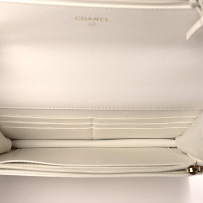Chanel Lambskin Quilted Chanel 19 Wallet On Chain WOC White 5 of 10