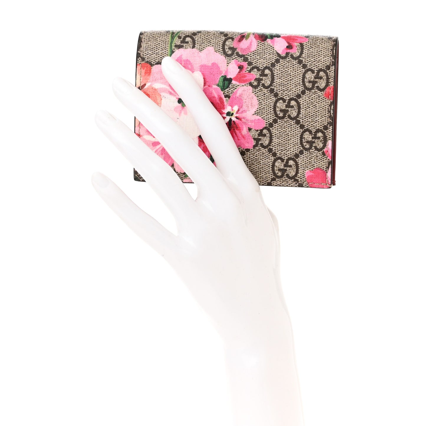 GG Supreme Monogram Blooms Card Case Beige Multicolor Dry Rose