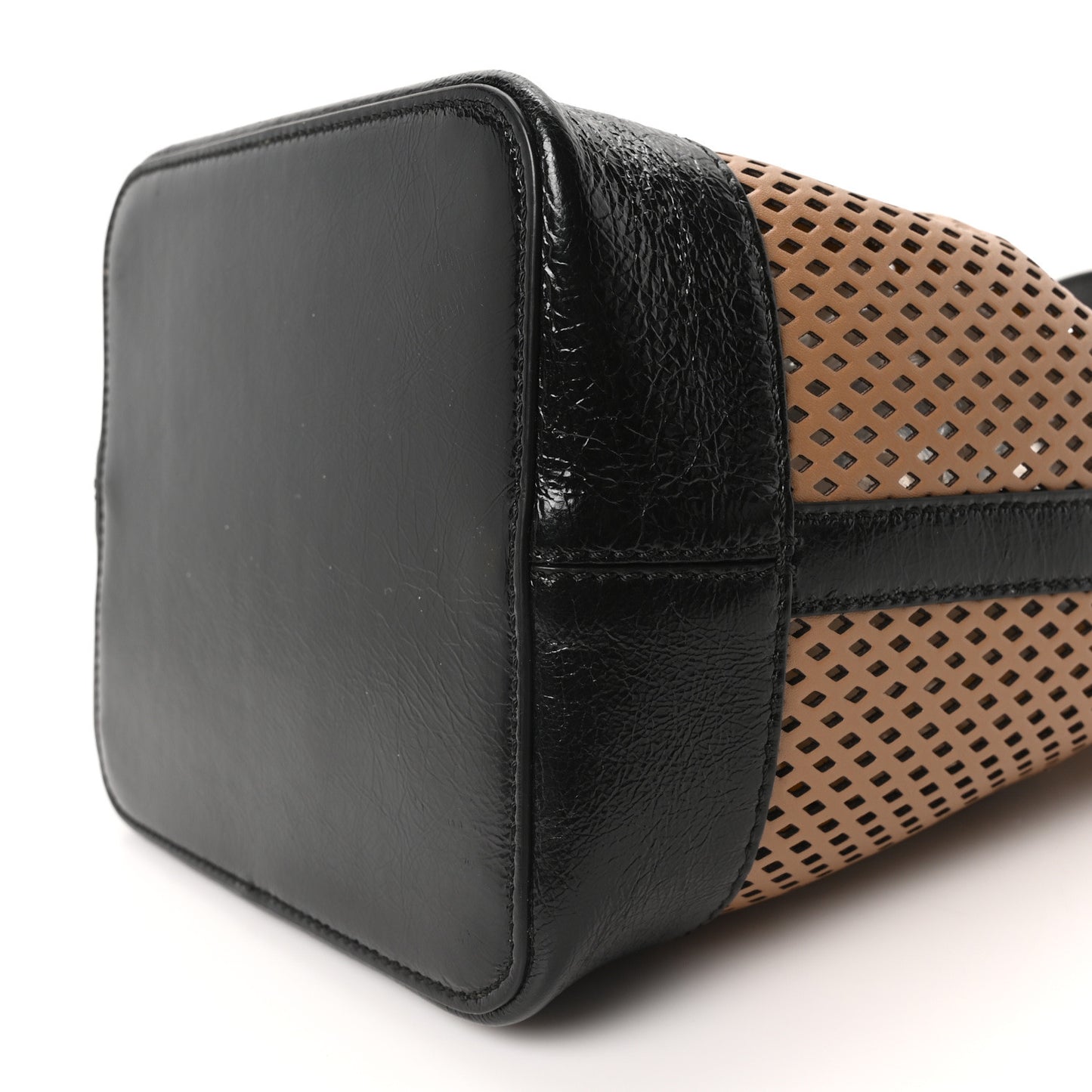 Vitello Liberty Glossy Lambskin F is Fendi Perforated Small Mon Tresor Bucket Bag Sand Mimosa Black