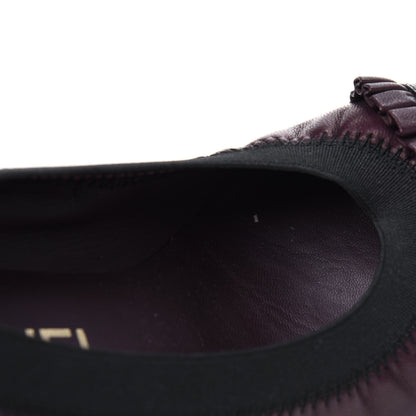 Chanel Lambskin Patent CC Elastic Cap Toe Ballerina Pumps 36 Burgundy Black 9 of 11