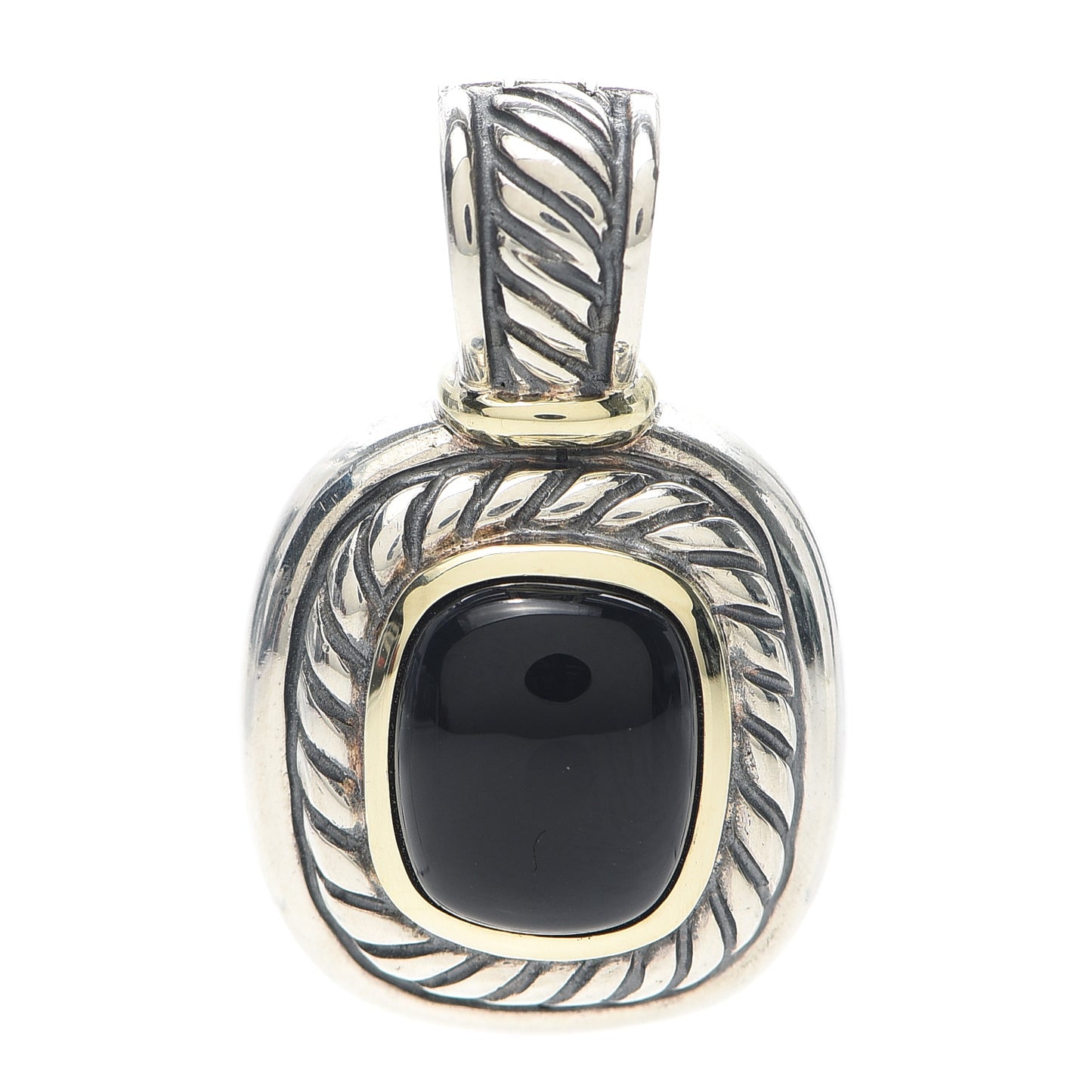 Sterling Silver 14K Yellow Gold Black Onyx 10mm Albion Enhancer Pendant
