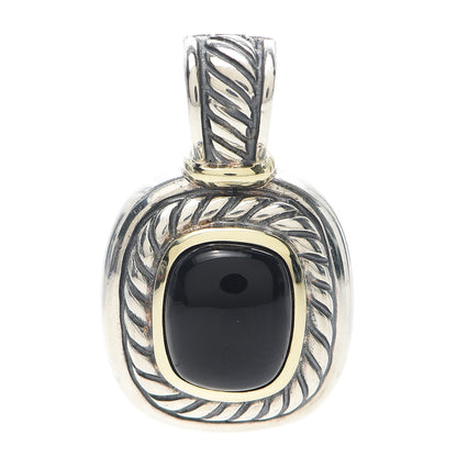 David Yurman Sterling Silver 14K Yellow Gold Black Onyx 10mm Albion Enhancer Pendant 1 of 3