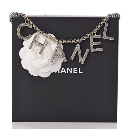Chanel Metal Crystal Cha-Nel Logo Necklace Gold 6 of 6