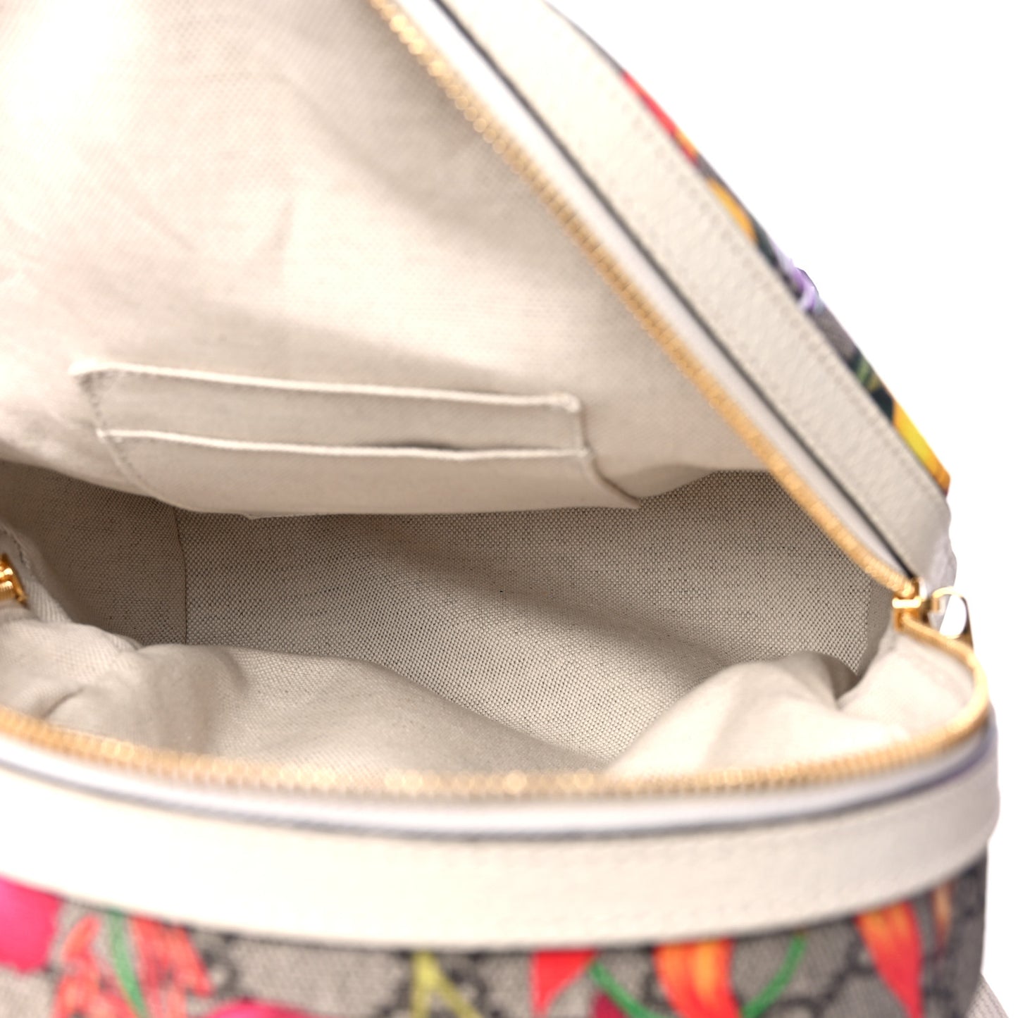 GG Supreme Monogram Flora Web Small Ophidia Day Backpack White