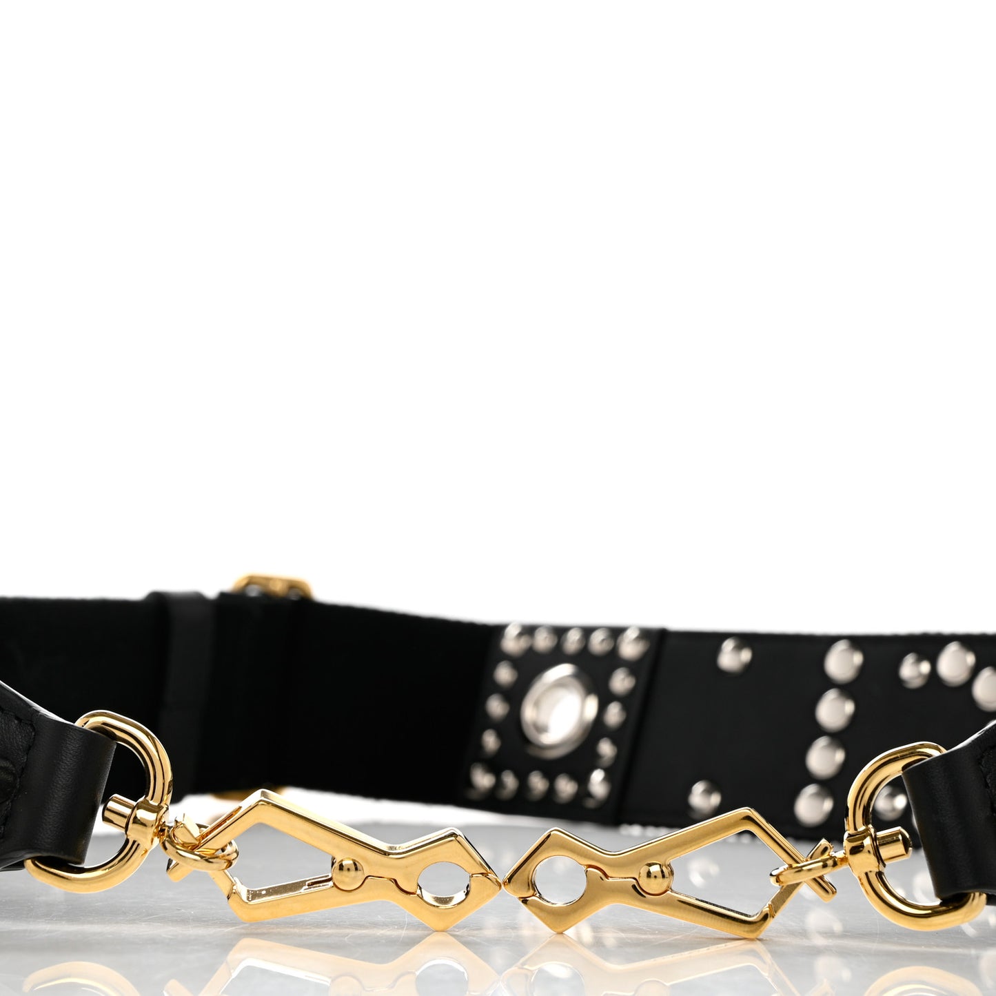 Canvas Studded Wide Logo Shoulder Strap Black