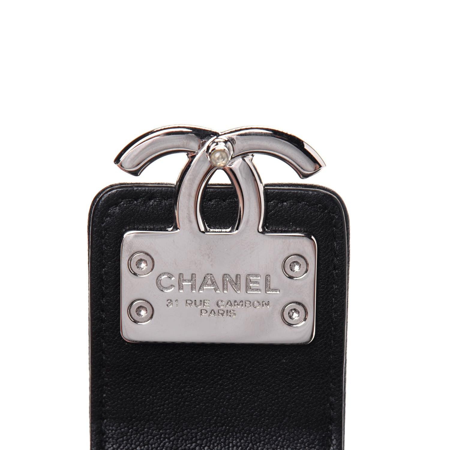 Chanel Goatskin Quilted CC Box Clutch With Chain Black 6 of 13
