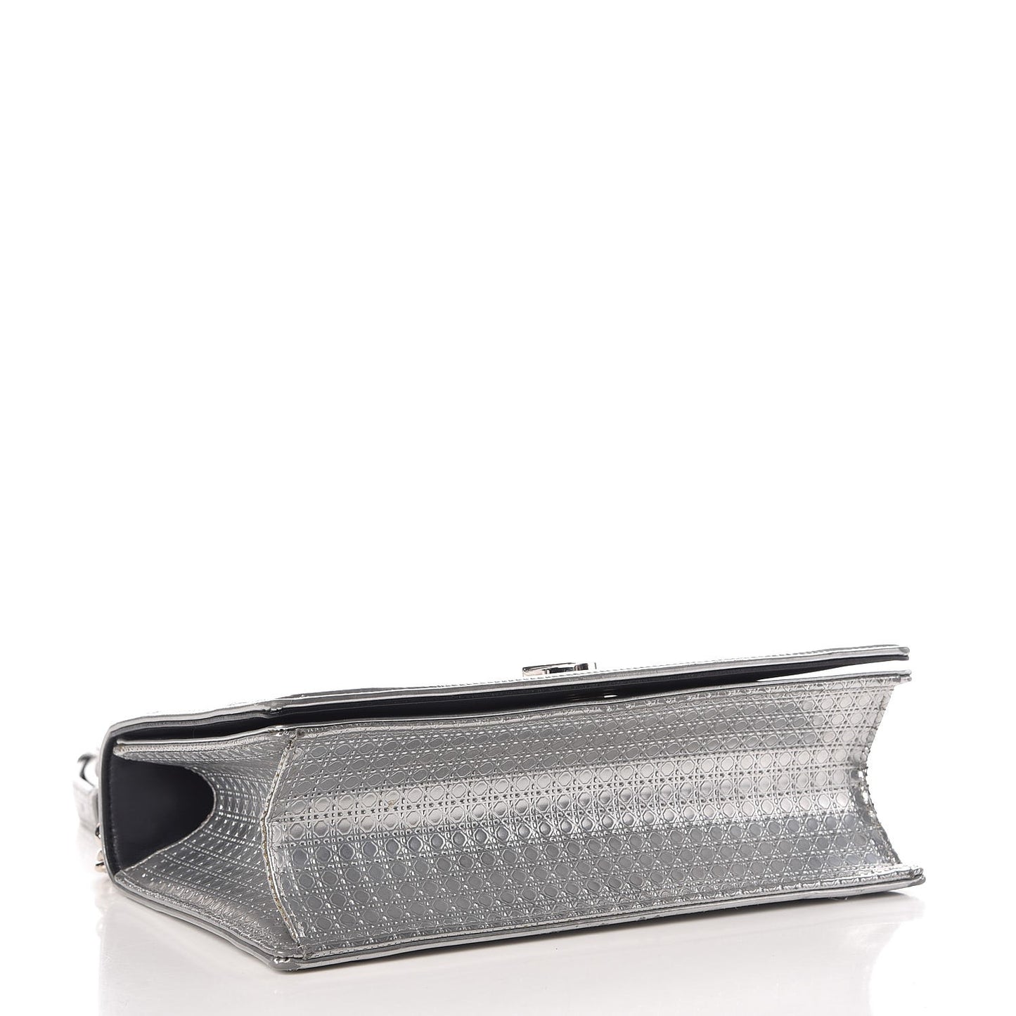 Metallic Patent Micro-Cannage Medium Diorama Flap Bag Silver