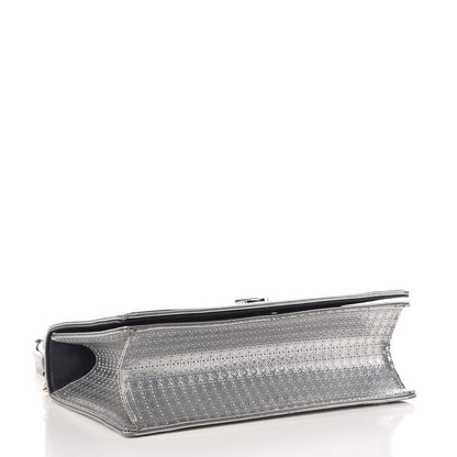 Christian Dior Metallic Patent Micro-Cannage Medium Diorama Flap Bag Silver 4 of 11