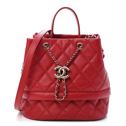 Chanel Caviar Quilted Rolled Up Bucket Drawstring Bag Red 1 of 9