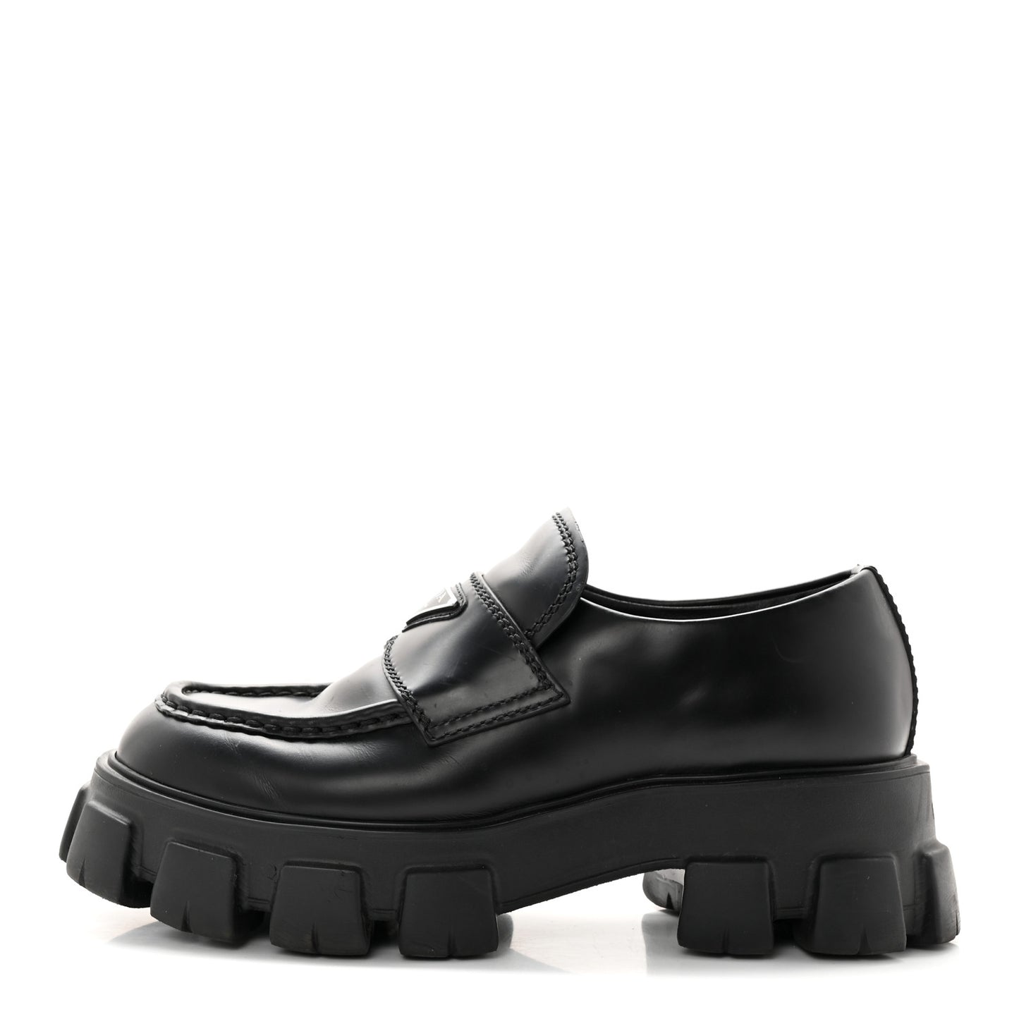 Spazzolato Rois Metal Triangle Logo Mens Monolith 60mm Loafers 6 Black