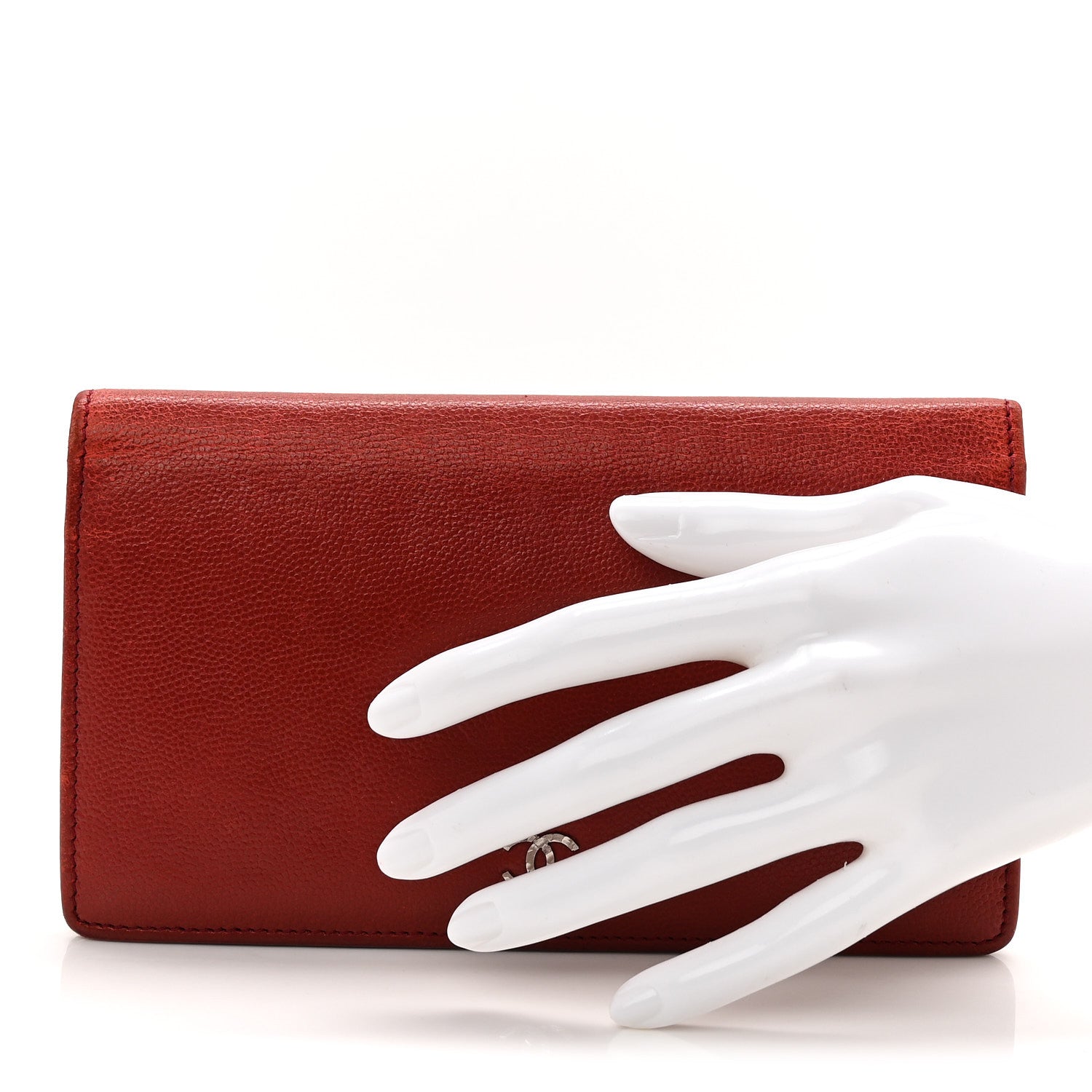Chanel Caviar Sevruga Yen Wallet Red 2 of 10