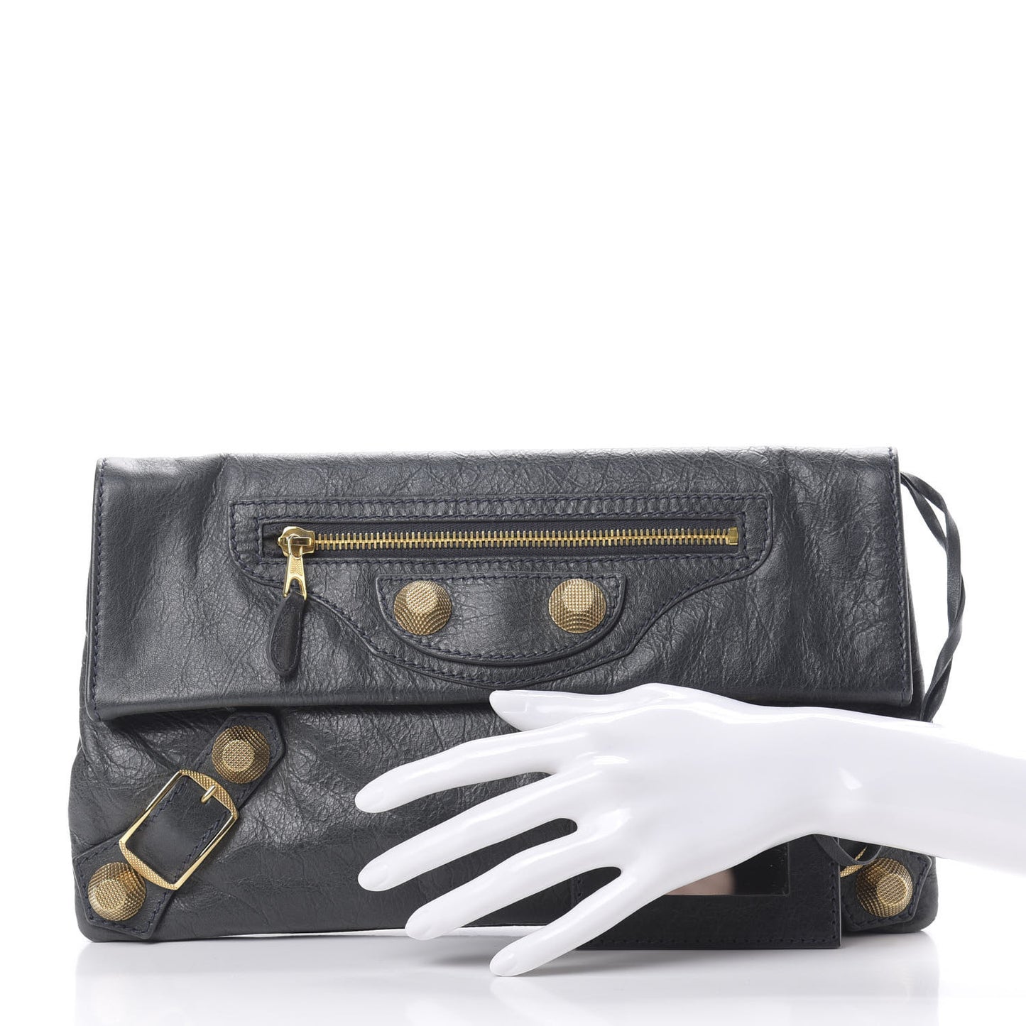 Agneau Giant 21 Gold Hardware Envelope Clutch Anthracite