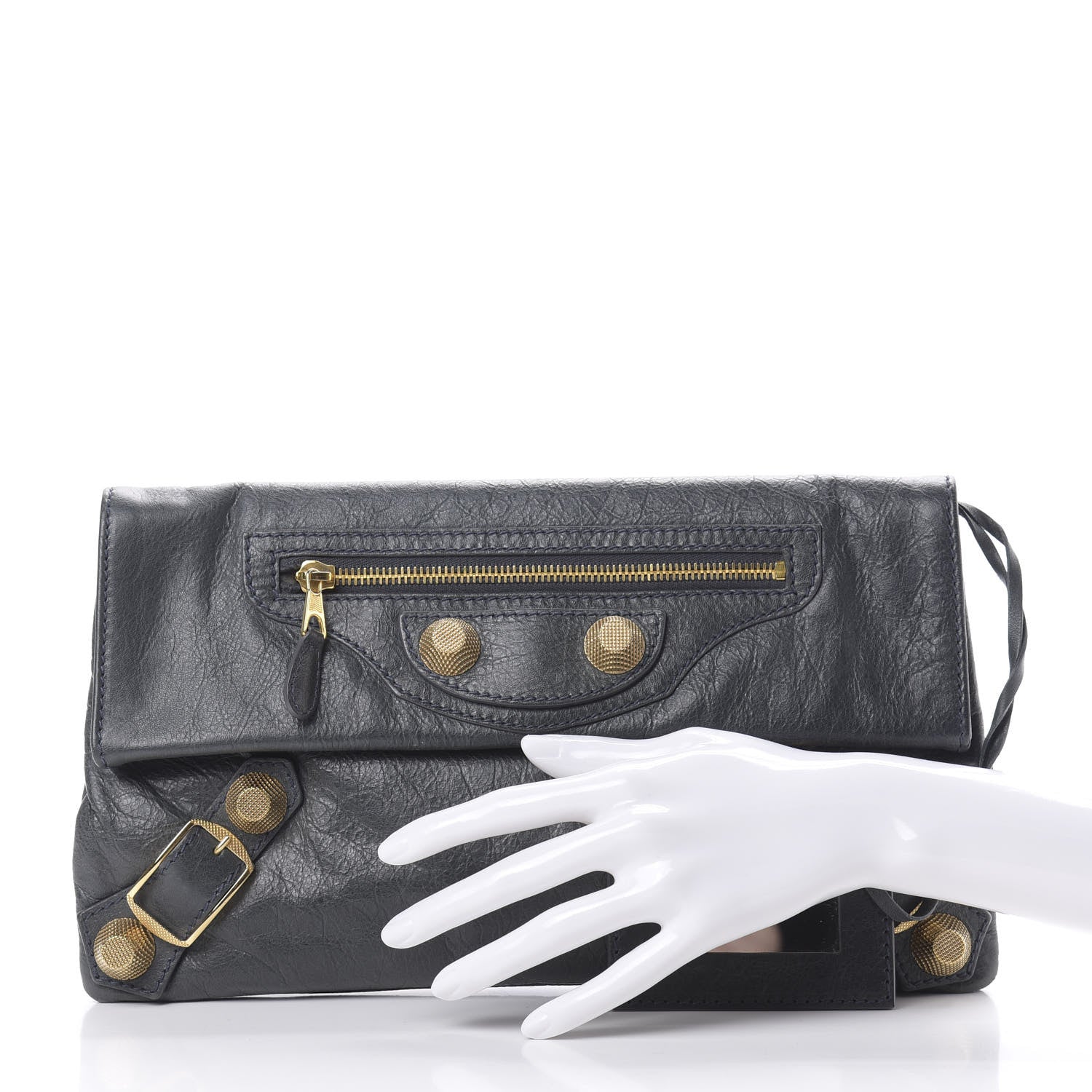 Balenciaga Agneau Giant 21 Gold Hardware Envelope Clutch Anthracite 1 of 7