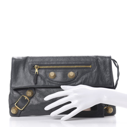 Balenciaga Agneau Giant 21 Gold Hardware Envelope Clutch Anthracite 1 of 7