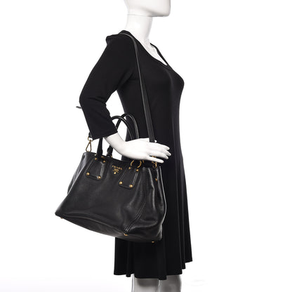Prada Vitello Daino Tote Black 2 of 14