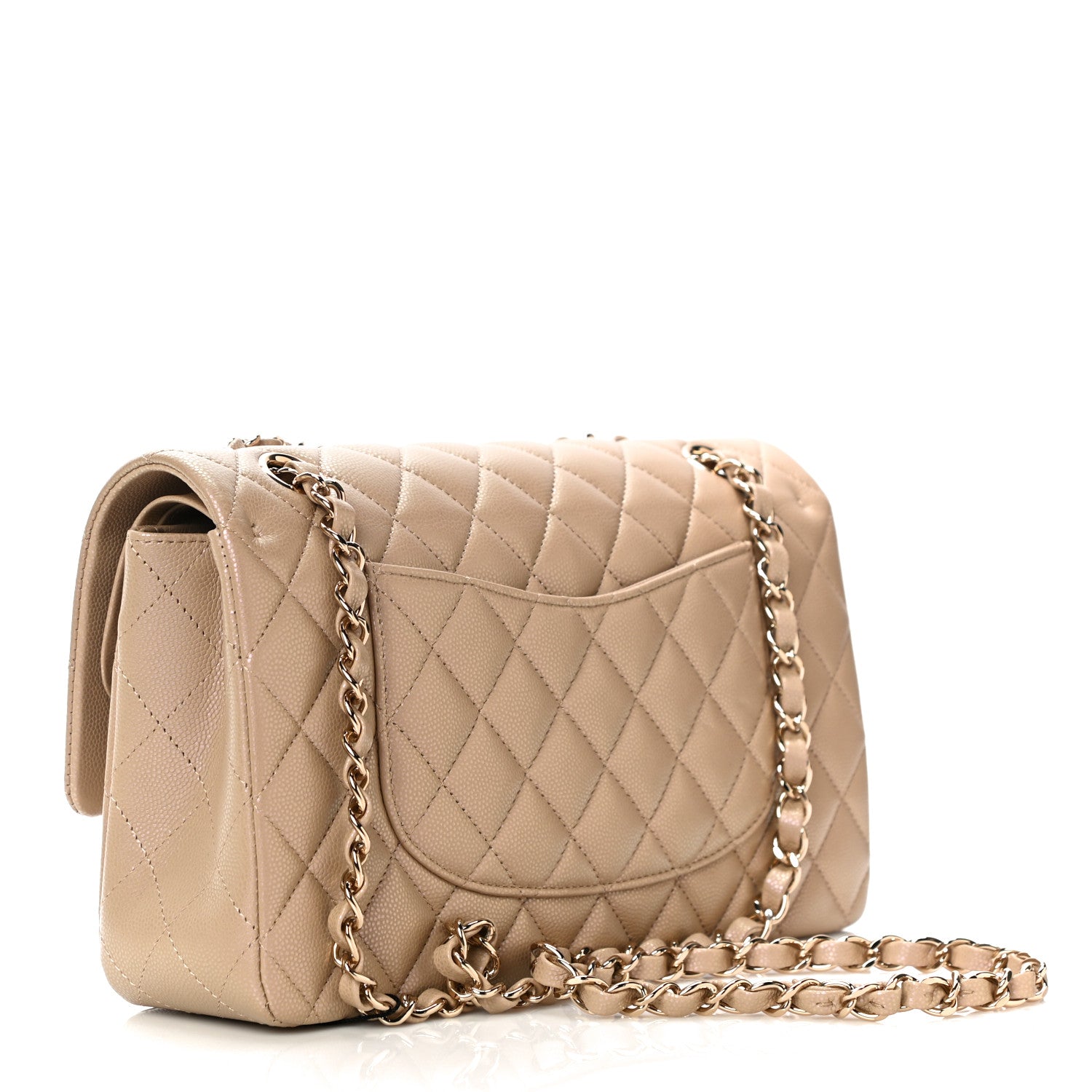 Chanel Iridescent Caviar Quilted Medium Double Flap Dark Beige 2 of 10
