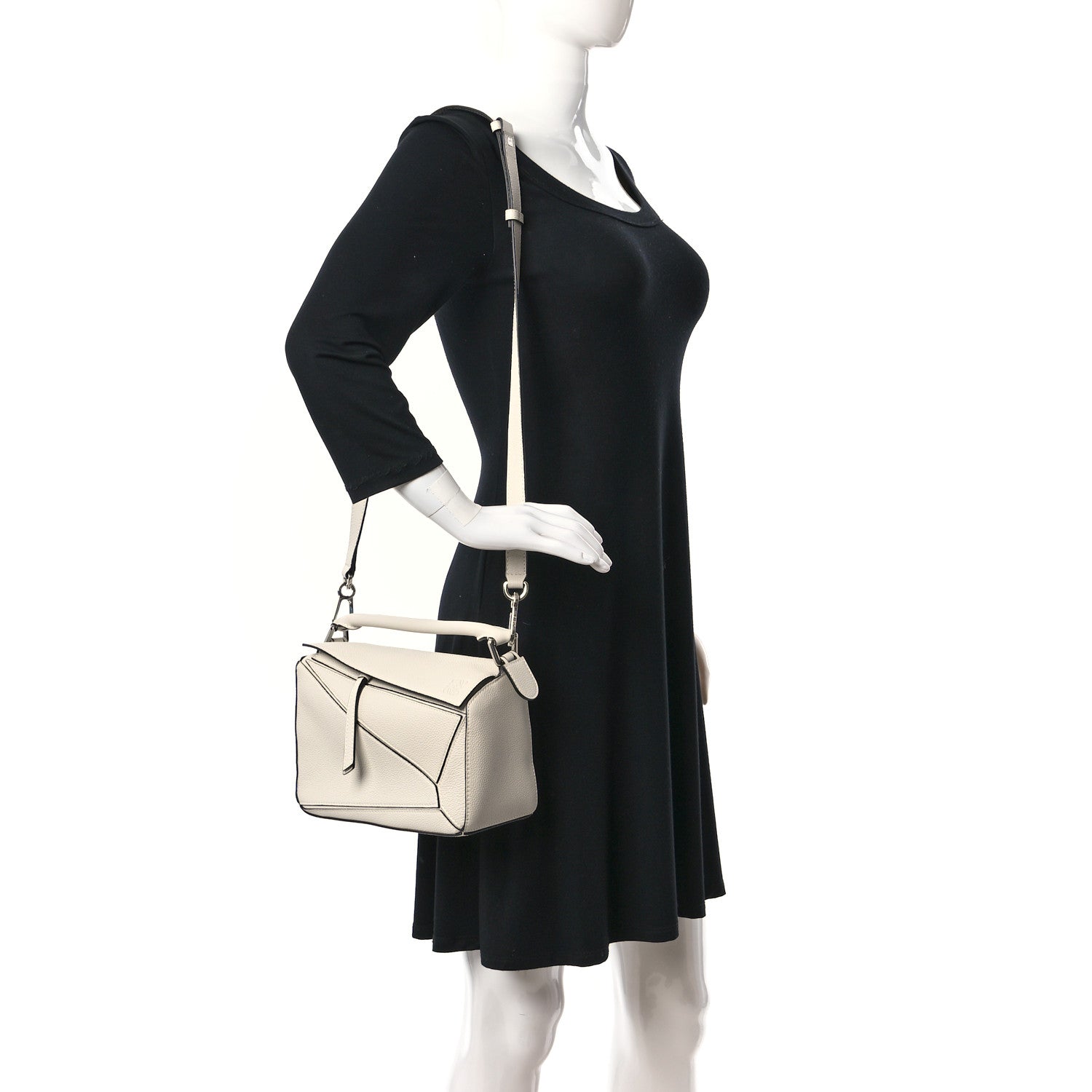 Loewe Grained Calfskin Small Puzzle Bag Soft White 3 of 9