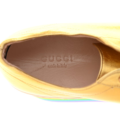 Gucci Metallic Nappa Peggy Platform Sneakers 39 Oro Vecchio 7 of 11