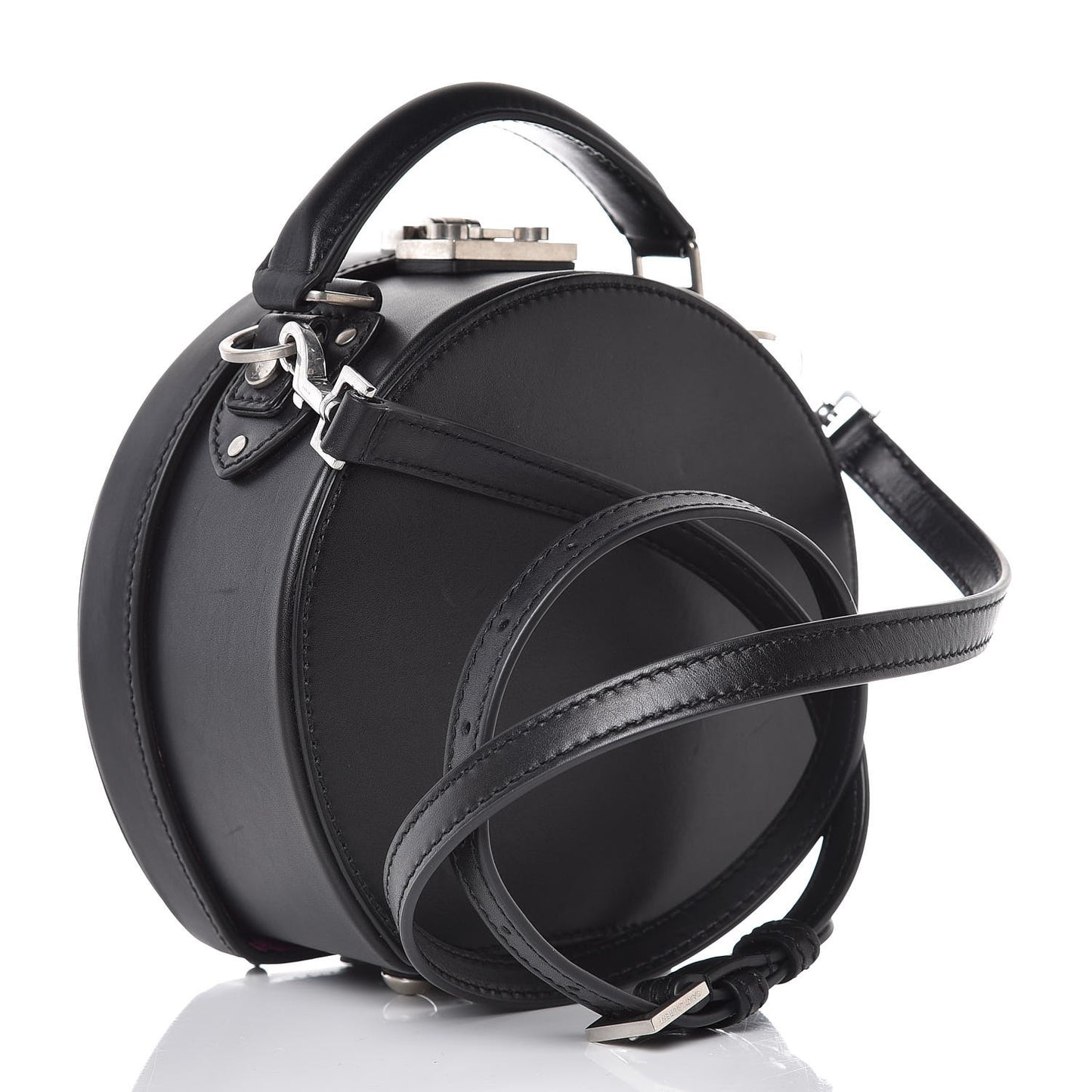 Calfskin Small Mica Hat Box Black