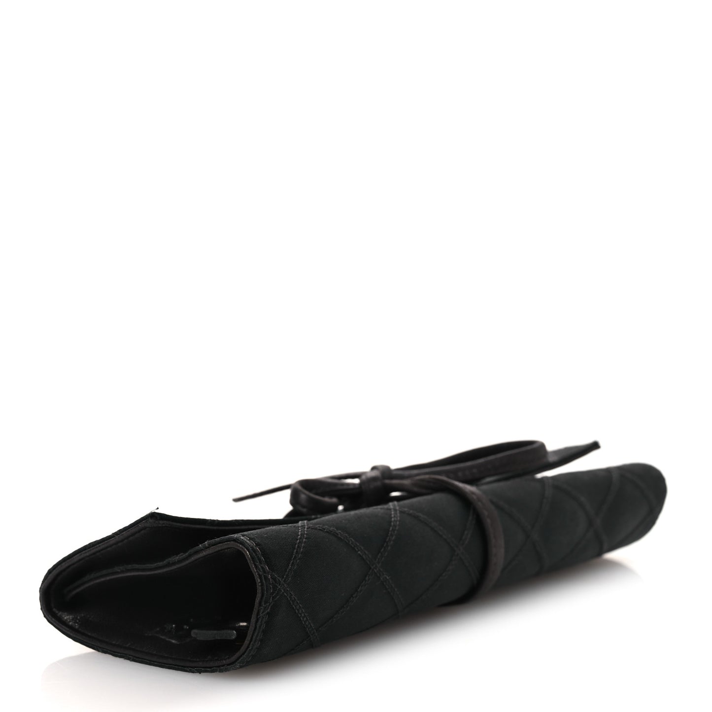 Satin Quilted Jewelry Roll Case Black