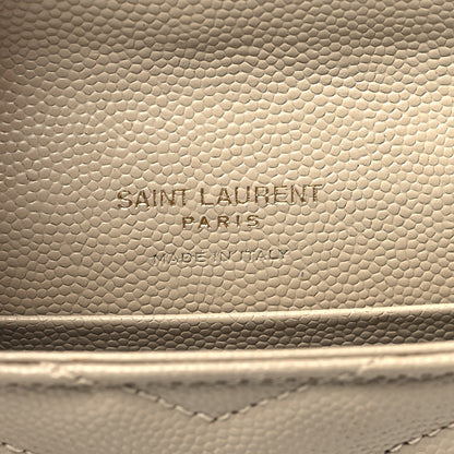 Saint Laurent Grain De Poudre Matelasse Chevron Small Monogram Envelope Wallet Dark Beige 6 of 11