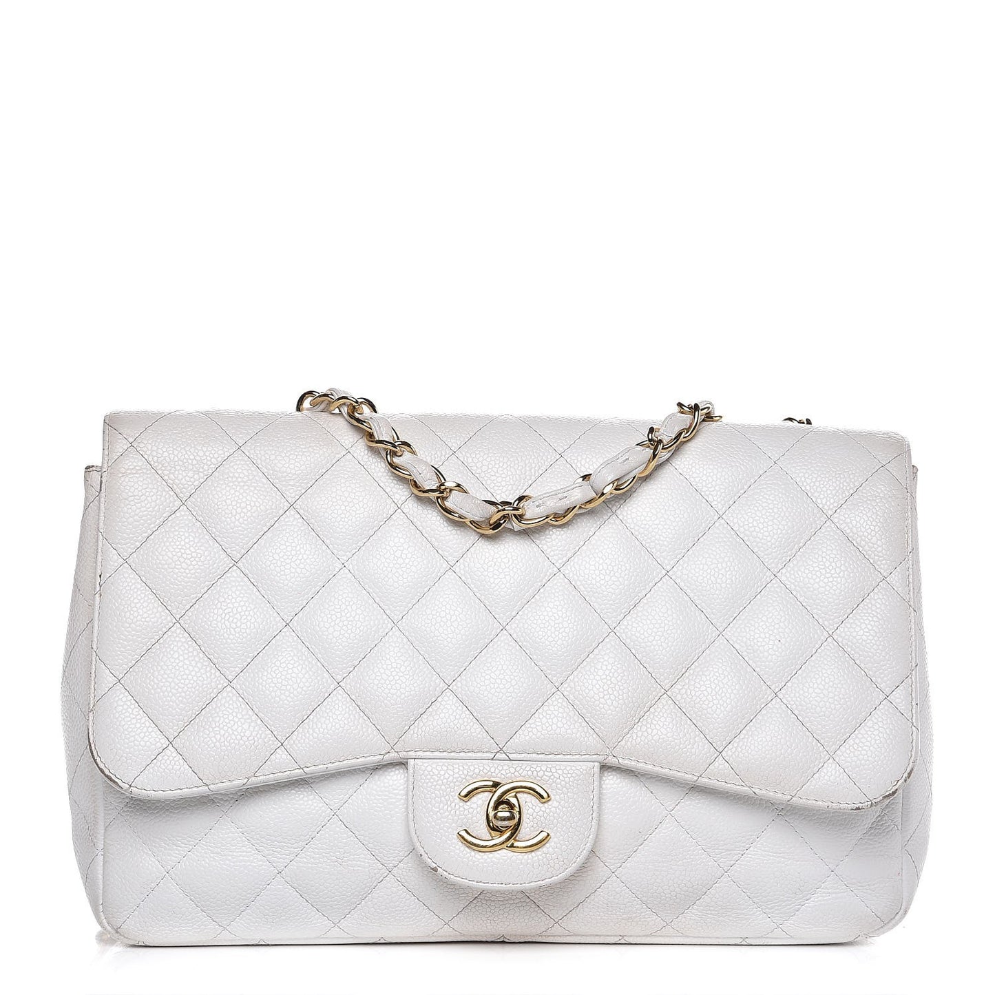 Caviar Quilted Jumbo Single Flap White