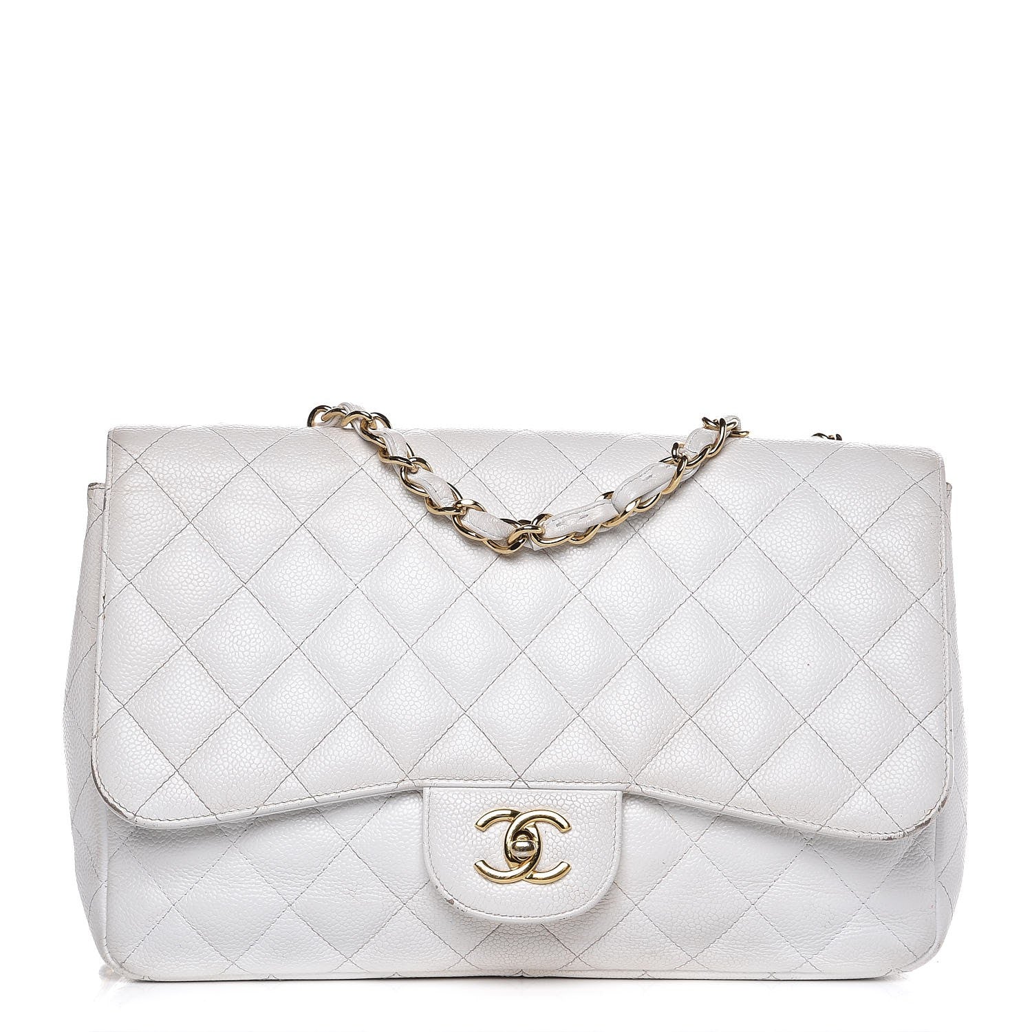 Chanel Caviar Quilted Jumbo Single Flap White 1 of 32
