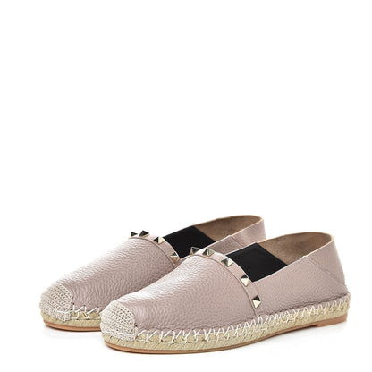 Valentino Garavani Pebbled Calfskin Rockstud Espadrilles 38 Poudre 3 of 8