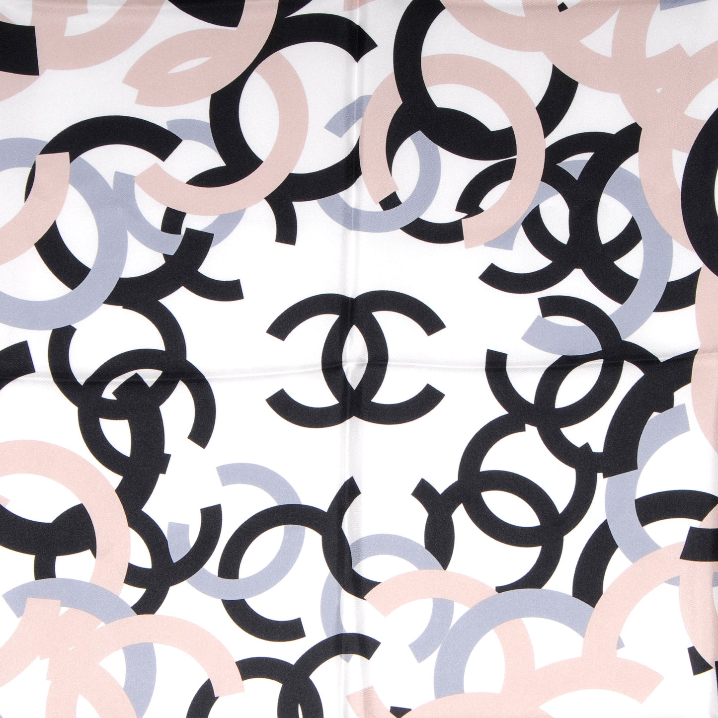 Silk CC Logo Scarf White