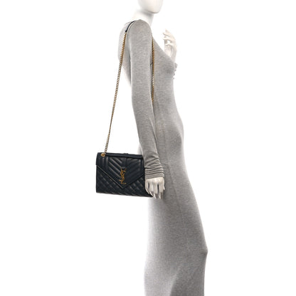 Saint Laurent Grain De Poudre Textured Mixed Matelasse Triquilt Medium Monogram Satchel Dark Smog 2 of 10