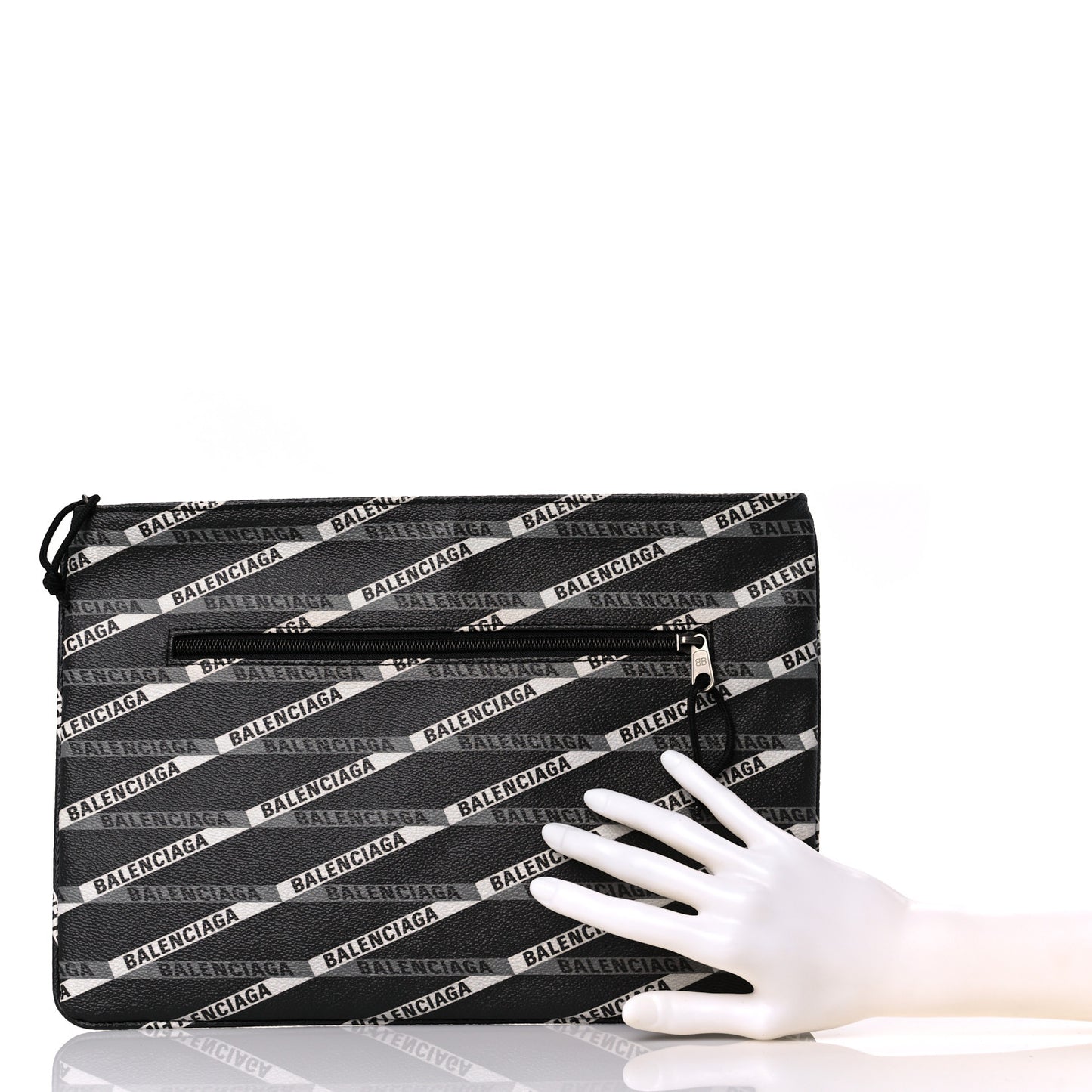 Coated Canvas Losange Monogram Zip Pouch Black Grey